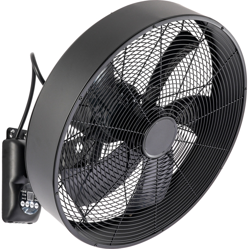 ZEVENTI - Ventilator de perete FANNY, 50 W / 230 V, diametru 45 cm, negru, cu telecomandă