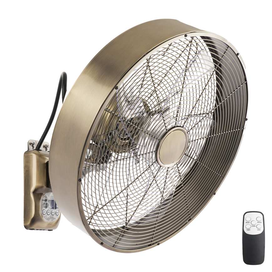 ZEVENTI - Ventilator de perete FANNY 50W/230V Ø 45 cm bronz + telecomandă