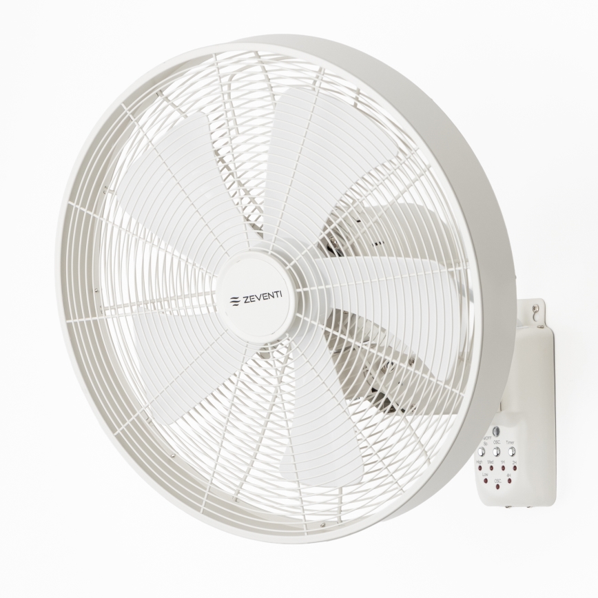 ZEVENTI - Ventilator de perete FREEZE 50W/230V, diametru 45 cm, alb, cu telecomandă