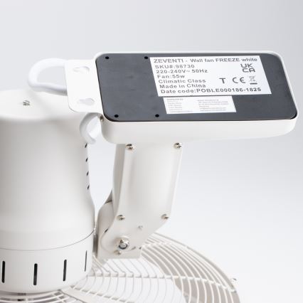 ZEVENTI - Ventilator de perete FREEZE 50W/230V, diametru 45 cm, alb, cu telecomandă