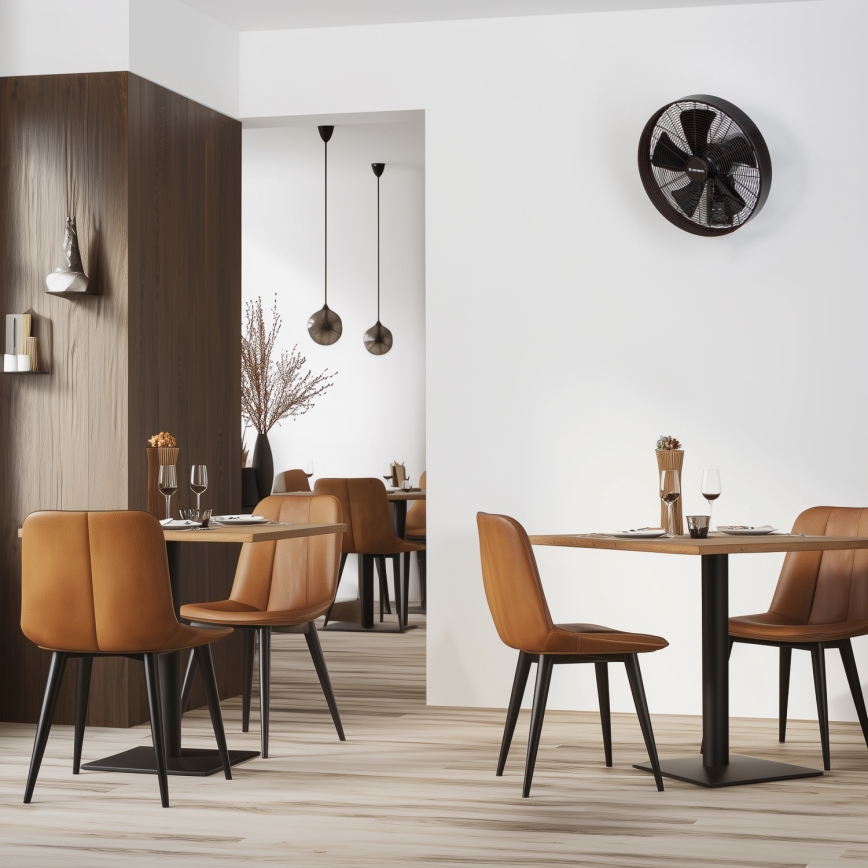 ZEVENTI - Ventilator de perete FREEZE 50W/230V Ø 45 cm negru/maro + telecomandă