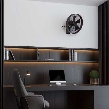 ZEVENTI - Ventilator de perete FREEZE 50W/230V Ø 45 cm negru/maro + telecomandă