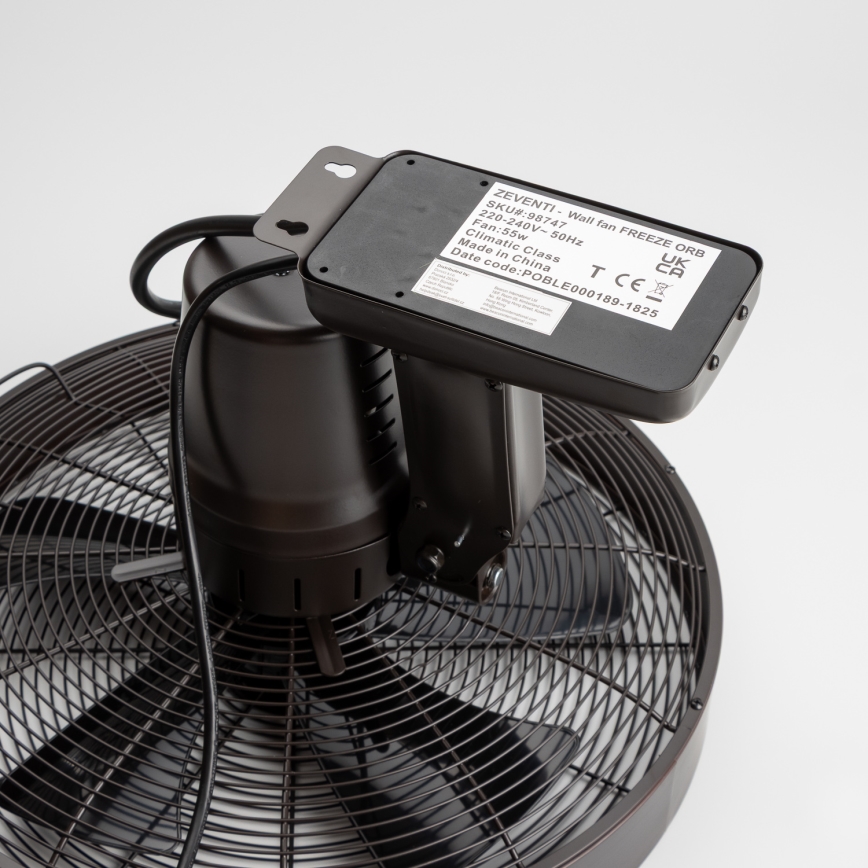 ZEVENTI - Ventilator de perete FREEZE 50W/230V Ø 45 cm negru/maro + telecomandă