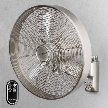 ZEVENTI - Ventilator de perete FREEZE 50W/230V Ø 45 cm crom mat + telecomandă