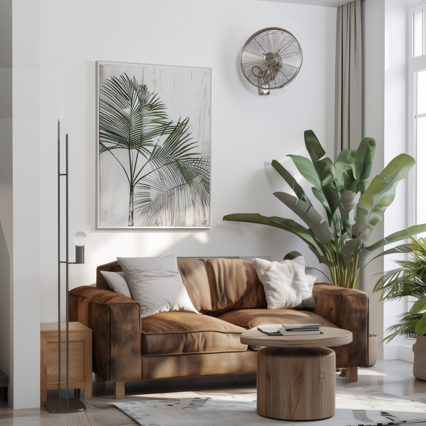 ZEVENTI - Ventilator de perete FREEZE 50W/230V Ø 45 cm crom mat + telecomandă