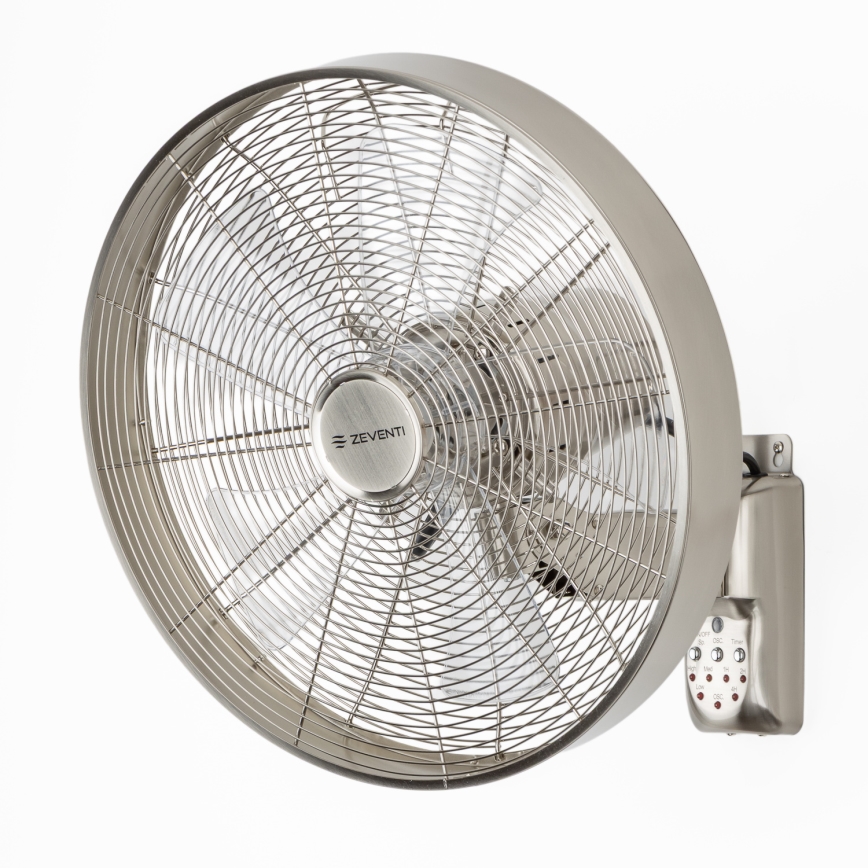 ZEVENTI - Ventilator de perete FREEZE 50W/230V Ø 45 cm crom mat + telecomandă