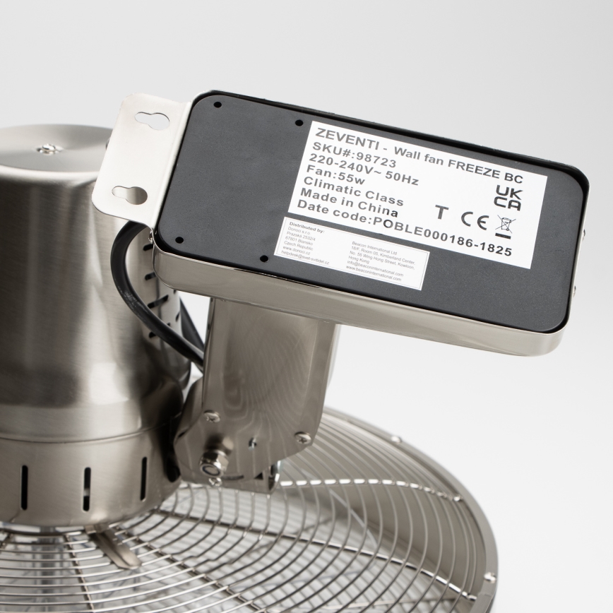 ZEVENTI - Ventilator de perete FREEZE 50W/230V Ø 45 cm crom mat + telecomandă