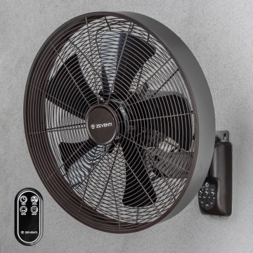 ZEVENTI - Ventilator de perete FREEZE 50W/230V Ø 45 cm negru/maro + telecomandă