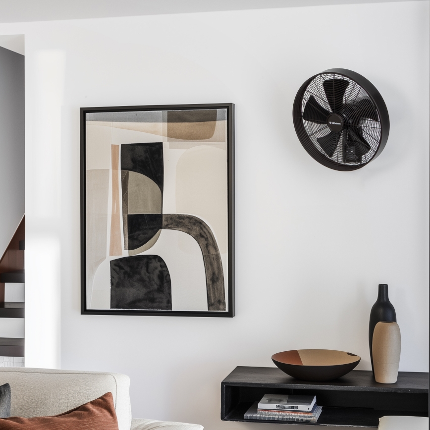 ZEVENTI - Ventilator de perete FREEZE 50W/230V Ø 45 cm negru + telecomandă