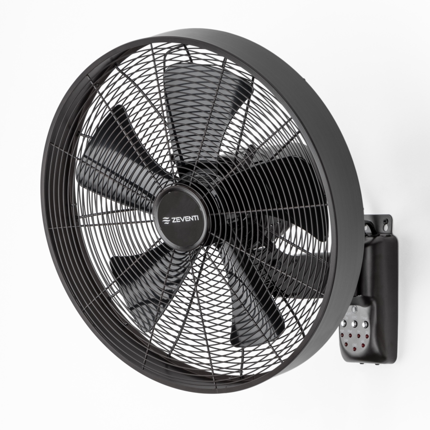 ZEVENTI - Ventilator de perete FREEZE 50W/230V Ø 45 cm negru + telecomandă
