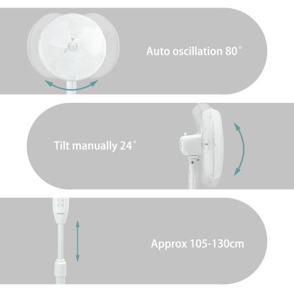 ZEVENTI - Ventilator de podea FLOW 40W/230V alb