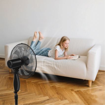 ZEVENTI - Ventilator de podea FLOW, 55 W / 230 V, 130 cm, negru + telecomandă