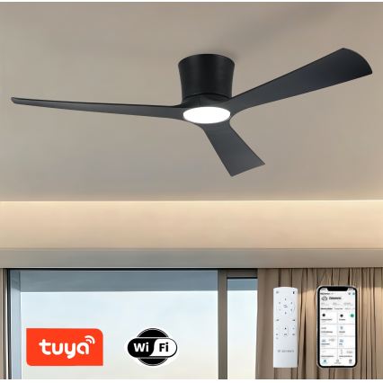 ZEVENTI - Ventilator de tavan LED dimmabil AUREX LED/24W/230V 3000/4000/6000K Wi-Fi Tuya negru + telecomandă