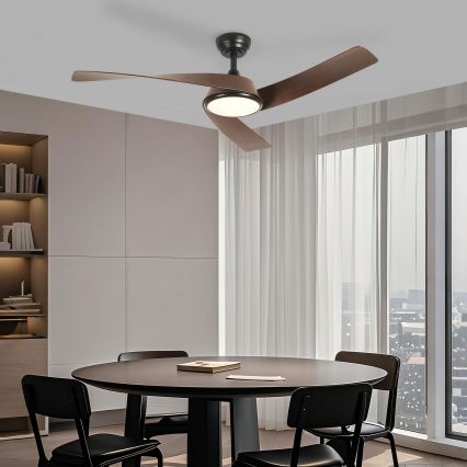 ZEVENTI - Ventilator de tavan LED dimabil AERYS LED/24W/230V 3000/4000/6000K Wi-Fi Tuya negru/nuc + telecomandă