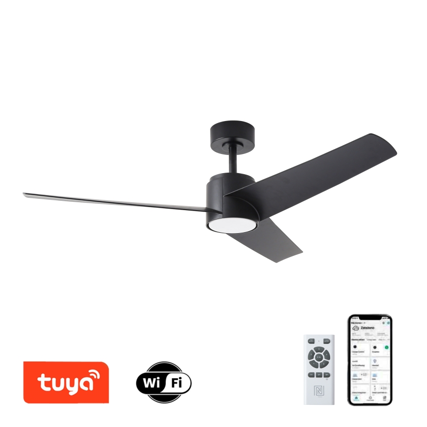 ZEVENTI - Ventilator de tavan LED ORVIETO LED/18W/230V 3000/4000/6000K Wi-Fi Tuya negru + telecomandă