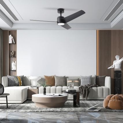 ZEVENTI - Ventilator de tavan LED ORVIETO LED/18W/230V 3000/4000/6000K Wi-Fi Tuya negru + telecomandă