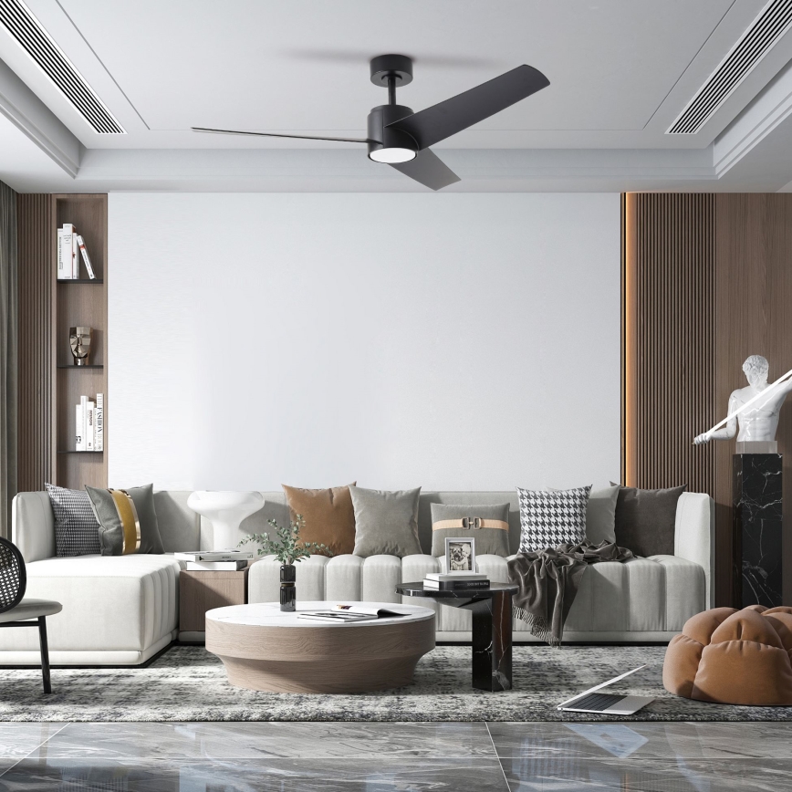 ZEVENTI - Ventilator de tavan LED ORVIETO LED/18W/230V 3000/4000/6000K Wi-Fi Tuya negru + telecomandă