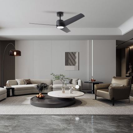 ZEVENTI - Ventilator de tavan LED ORVIETO LED/18W/230V 3000/4000/6000K Wi-Fi Tuya negru + telecomandă