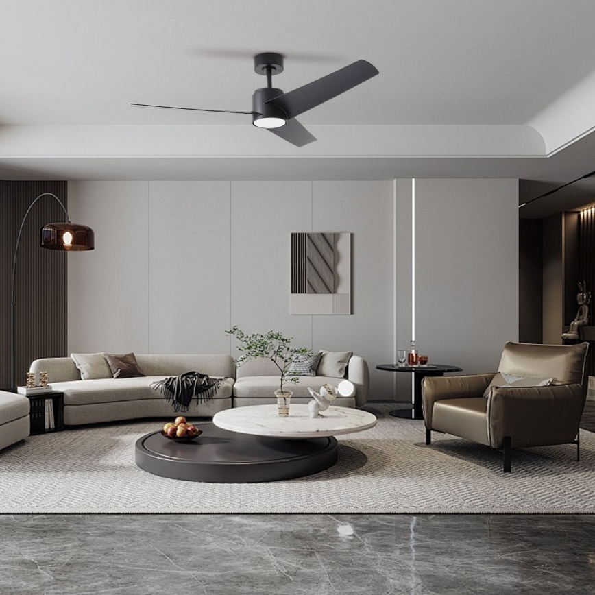 ZEVENTI - Ventilator de tavan LED ORVIETO LED/18W/230V 3000/4000/6000K Wi-Fi Tuya negru + telecomandă