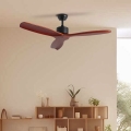 ZEVENTI - Ventilator de tavan CUENCA Wi-Fi Tuya negru/stejar + telecomandă