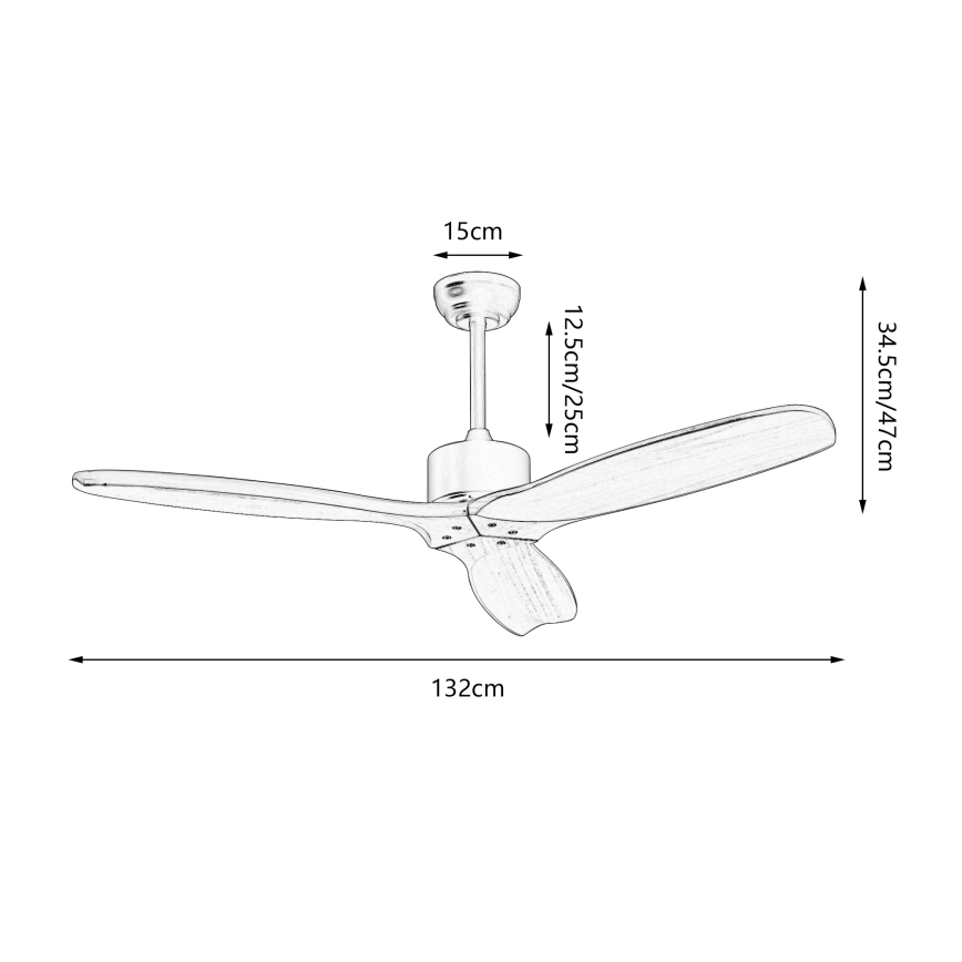 ZEVENTI - Ventilator de tavan CUENCA Wi-Fi Tuya negru/stejar + telecomandă