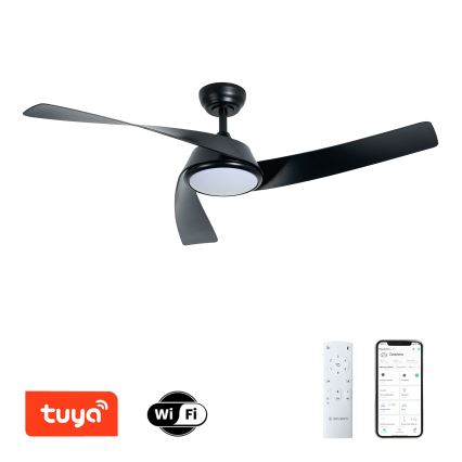 ZEVENTI - Ventilator de tavan LED reglabil AERYS LED/24W/230V 3000/4000/6000K Wi-Fi Tuya negru + telecomandă