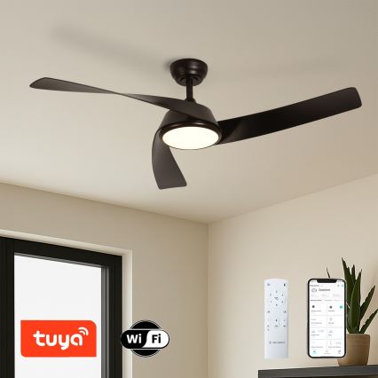 ZEVENTI - Ventilator de tavan LED reglabil AERYS LED/24W/230V 3000/4000/6000K Wi-Fi Tuya negru + telecomandă