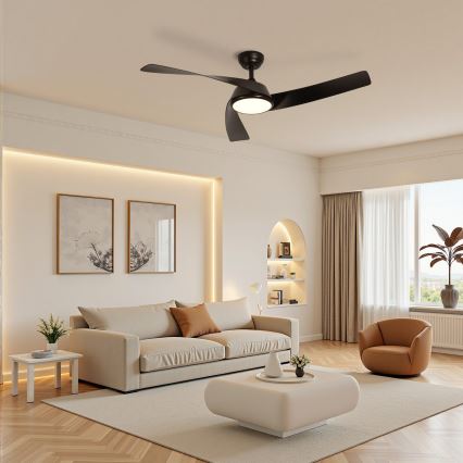 ZEVENTI - Ventilator de tavan LED reglabil AERYS LED/24W/230V 3000/4000/6000K Wi-Fi Tuya negru + telecomandă