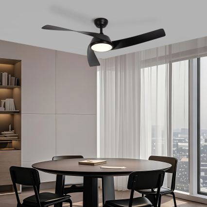 ZEVENTI - Ventilator de tavan LED reglabil AERYS LED/24W/230V 3000/4000/6000K Wi-Fi Tuya negru + telecomandă