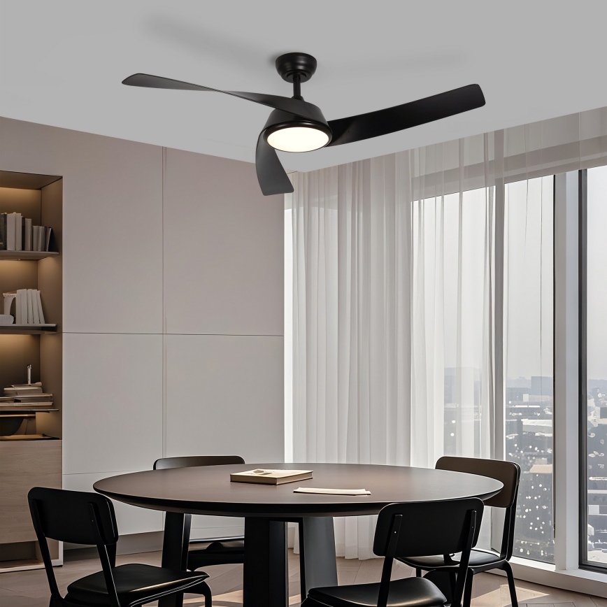 ZEVENTI - Ventilator de tavan LED reglabil AERYS LED/24W/230V 3000/4000/6000K Wi-Fi Tuya negru + telecomandă