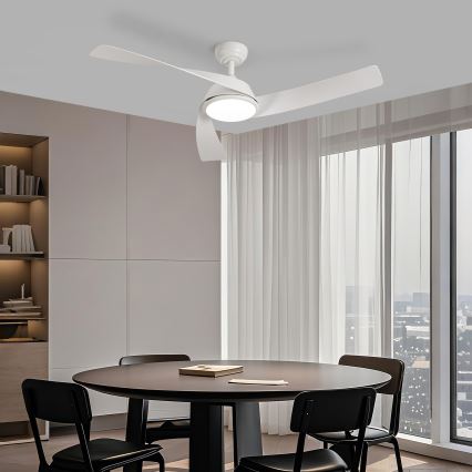ZEVENTI - Ventilator de tavan LED dimabil AERYS LED/24W/230V 3000/4000/6000K Wi-Fi Tuya alb + telecomandă