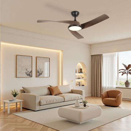 ZEVENTI - Ventilator de tavan LED dimmabil AERYS LED/24W/230V 3000/4000/6000K Wi-Fi Tuya negru/nuc + telecomandă