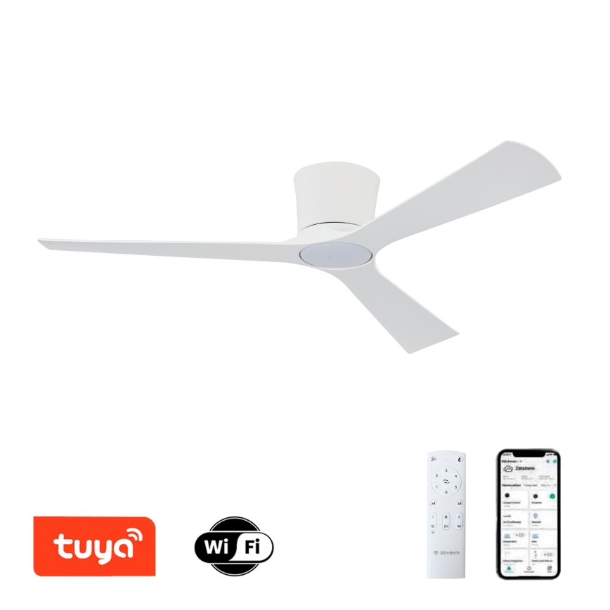 ZEVENTI - Ventilator de tavan LED cu reglare a intensității AUREX LED/24W/230V 3000/4000/6000K Wi-Fi Tuya alb + telecomandă