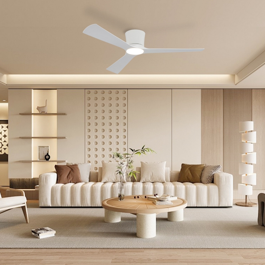 ZEVENTI - Ventilator de tavan LED cu reglare a intensității AUREX LED/24W/230V 3000/4000/6000K Wi-Fi Tuya alb + telecomandă