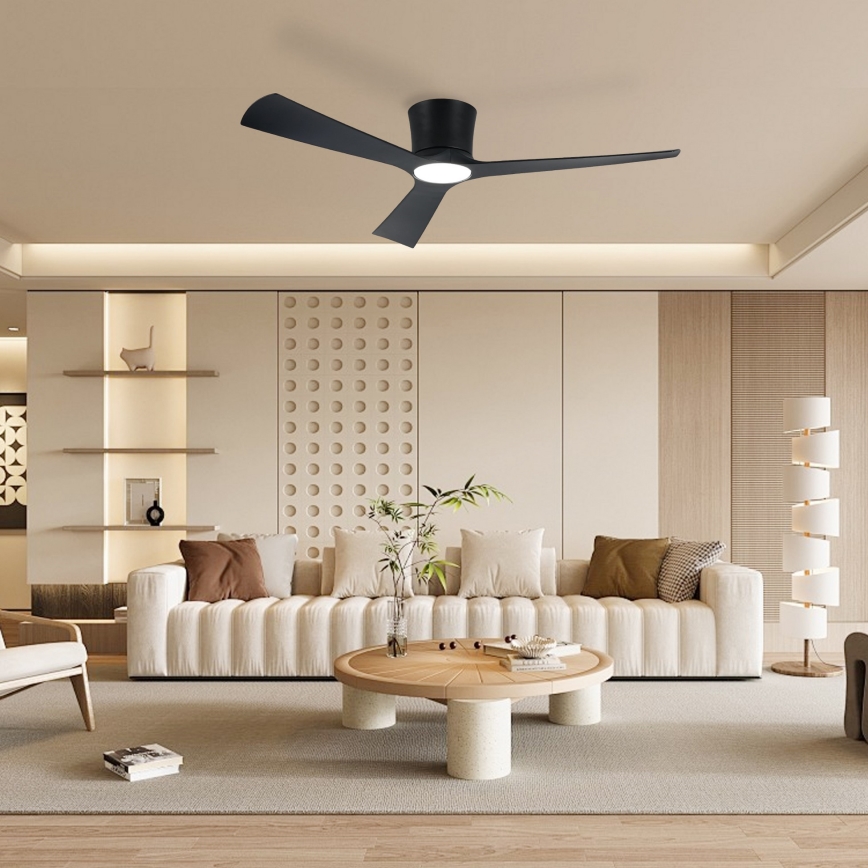 ZEVENTI - Ventilator de tavan LED reglabil AUREX LED/24W/230V 3000/4000/6000K Wi-Fi Tuya negru + telecomandă