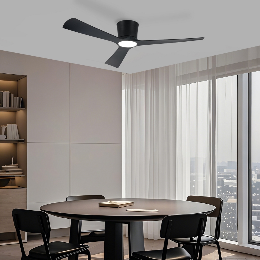 ZEVENTI - Ventilator de tavan LED reglabil AUREX LED/24W/230V 3000/4000/6000K Wi-Fi Tuya negru + telecomandă