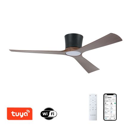 ZEVENTI - Ventilator de tavan LED dimabil AUREX LED/24W/230V 3000/4000/6000K Wi-Fi Tuya negru/nuc + telecomandă