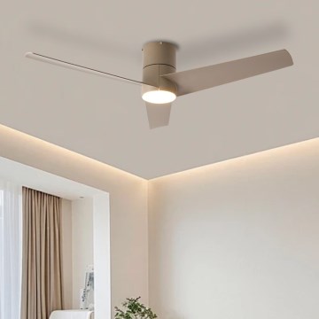ZEVENTI - Ventilator de tavan LED BARROSA, 18W/230V, 3000/4000/6000K, Wi‑Fi Tuya, bej + telecomandă