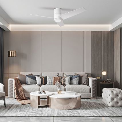 ZEVENTI - Ventilator de tavan LED BARROSA, 18W/230V, 3000/4000/6000K, Wi-Fi Tuya, alb + telecomandă