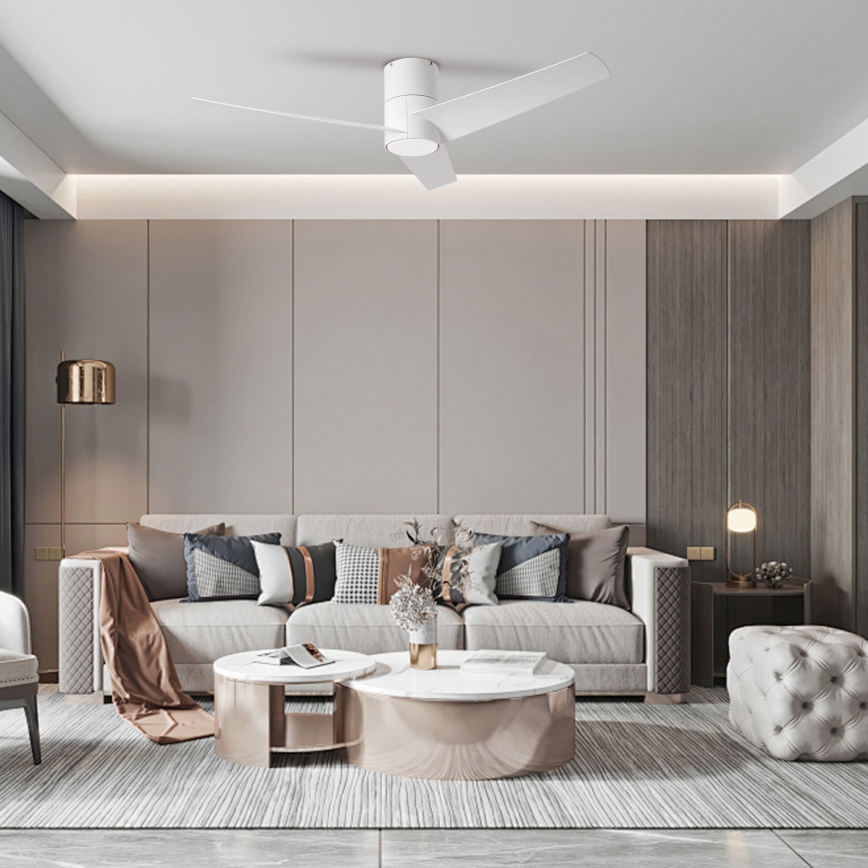 ZEVENTI - Ventilator de tavan LED BARROSA, 18W/230V, 3000/4000/6000K, Wi-Fi Tuya, alb + telecomandă