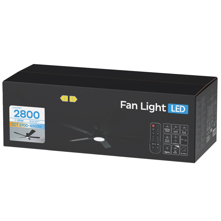 ZEVENTI - Ventilator de tavan LED dimabil WAIKIKI LED/20W/230V 2700-6500K 132 cm negru + telecomandă