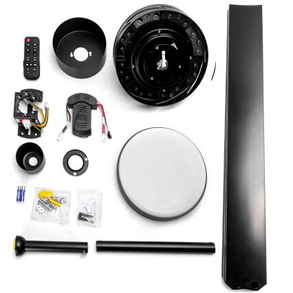 ZEVENTI - Ventilator de tavan LED WALKIKI cu lumină reglabilă, 24W, 230V, 2700–6500K, 165 cm, negru, cu telecomandă