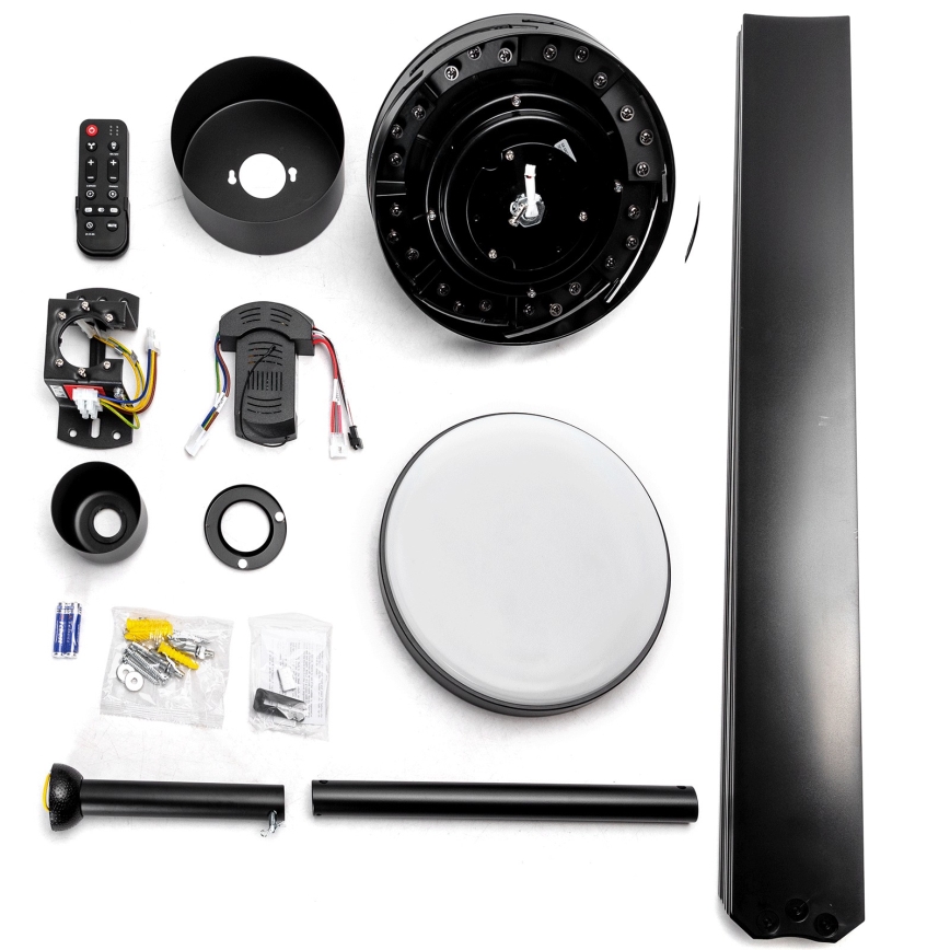 ZEVENTI - Ventilator de tavan LED WALKIKI cu lumină reglabilă, 24W, 230V, 2700–6500K, 165 cm, negru, cu telecomandă