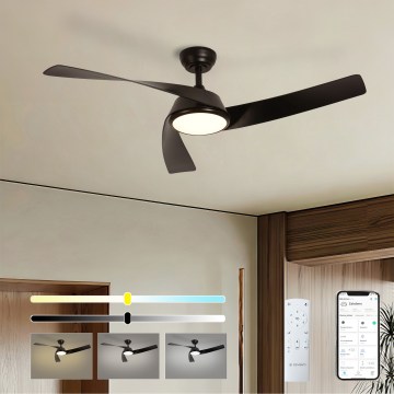 ZEVENTI - Ventilator de tavan LED dimabil AERYS LED/24W/230V 3000/4000/6000K Wi-Fi Tuya negru + telecomandă