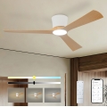 ZEVENTI - Ventilator de tavan LED dimabil AUREX LED/24W/230V 3000/4000/6000K Wi-Fi Tuya alb/stejar + telecomandă
