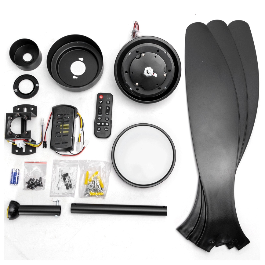 ZEVENTI - Ventilator de tavan LED reglabil ULUWATU, 20W/230V, 2700-6500K, 132 cm, negru + telecomandă