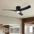 ZEVENTI - Ventilator de tavan LED dimabil ORBITO, 24W, 230V, 3000/4000/6000K, Wi-Fi Tuya, negru + telecomandă