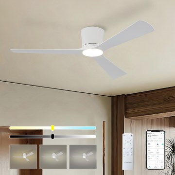 ZEVENTI - Ventilator de tavan LED dimmabil AUREX, 24 W, 230 V, 3000/4000/6000 K, Wi-Fi Tuya, alb + telecomandă