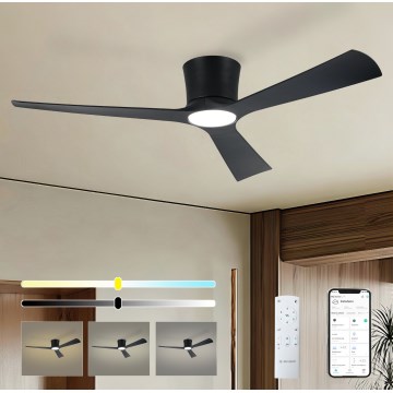 ZEVENTI - Ventilator de tavan LED dimmabil AUREX LED/24W/230V 3000/4000/6000K Wi-Fi Tuya negru + telecomandă