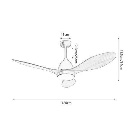 ZEVENTI - Ventilator de tavan LED MURO LED/18W/230V 3000/4000/6000K Wi-Fi Tuya negru + telecomandă